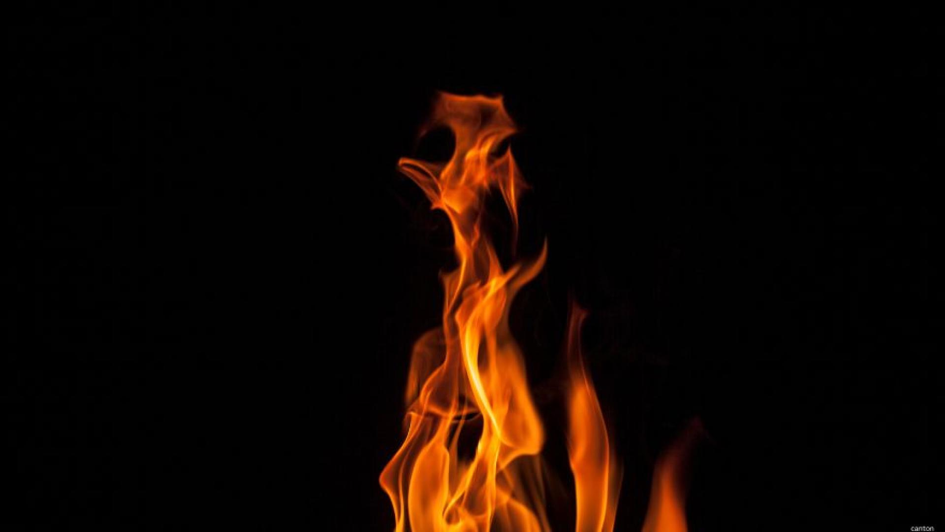 Big orange flames on black background