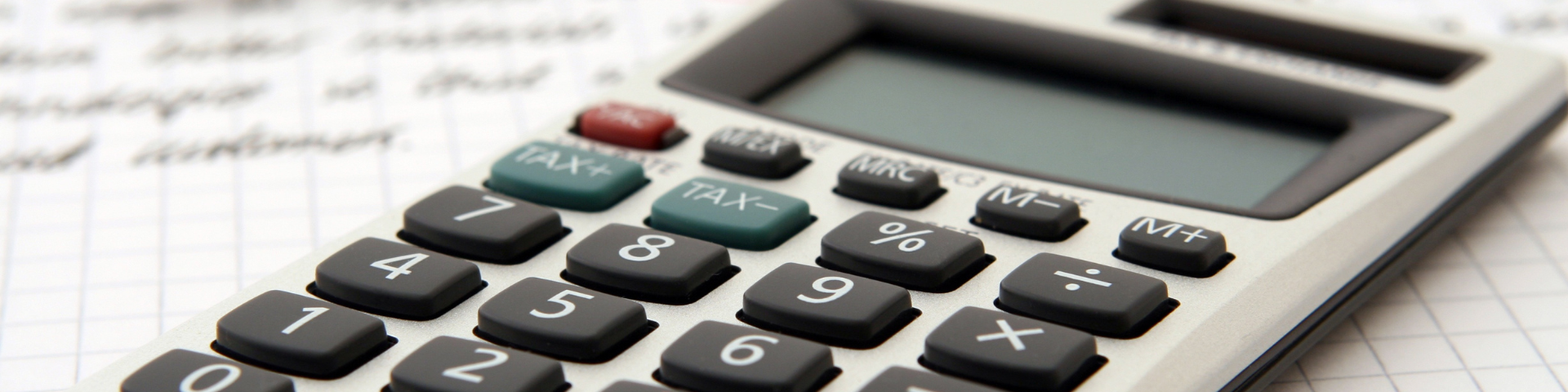 Close up of calculator.