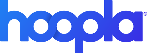 Hoopla logo in blue gradient text