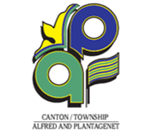Alfred and Plantagenet Township logo, colorful abstract design with text below.